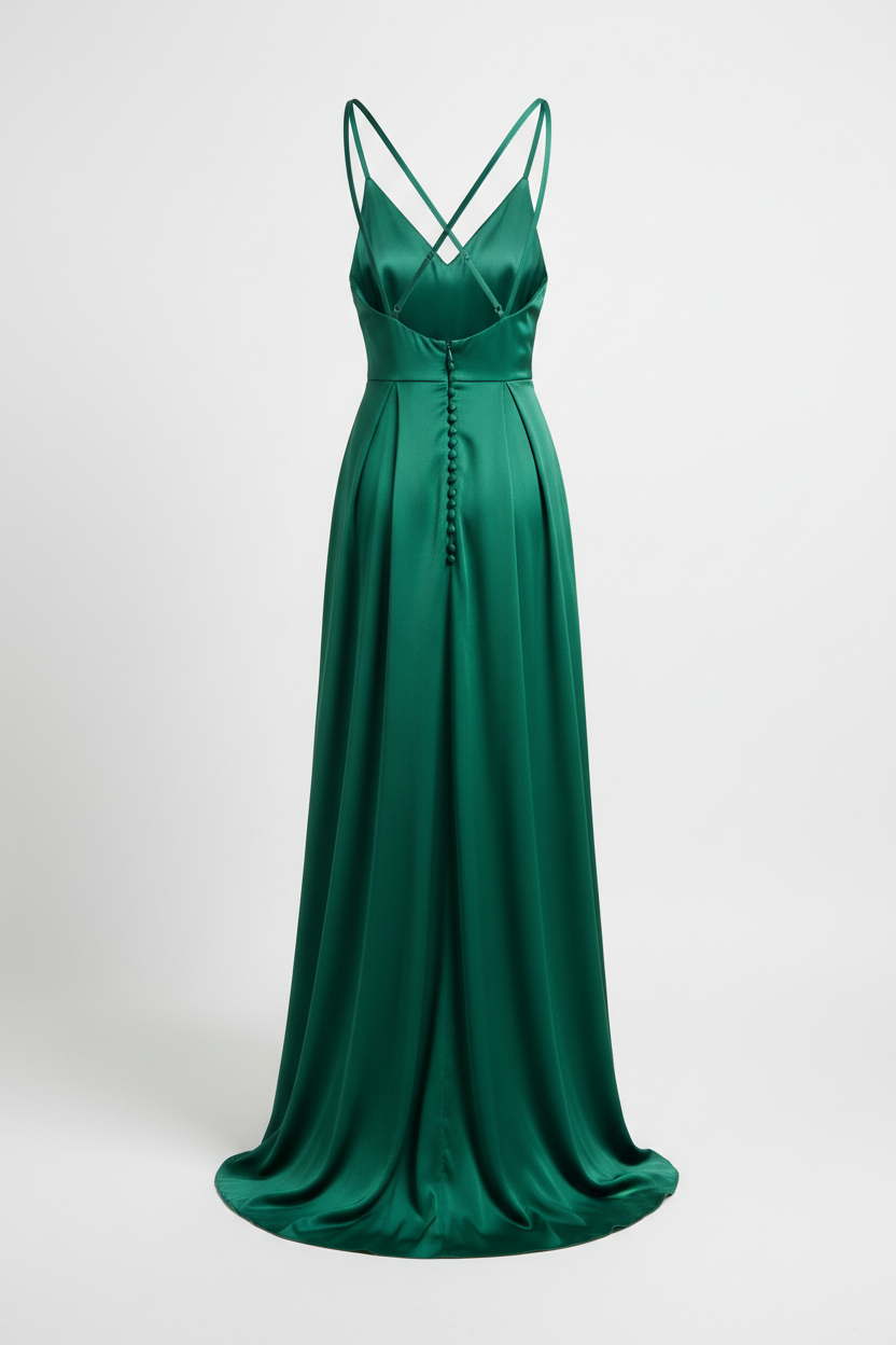 Emerald Green Midi Dress - Back