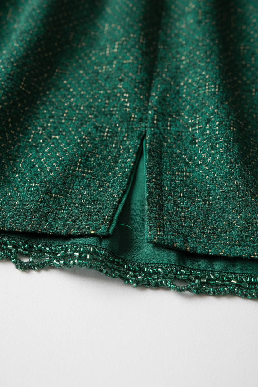Emerald Green Midi Dress - Detail