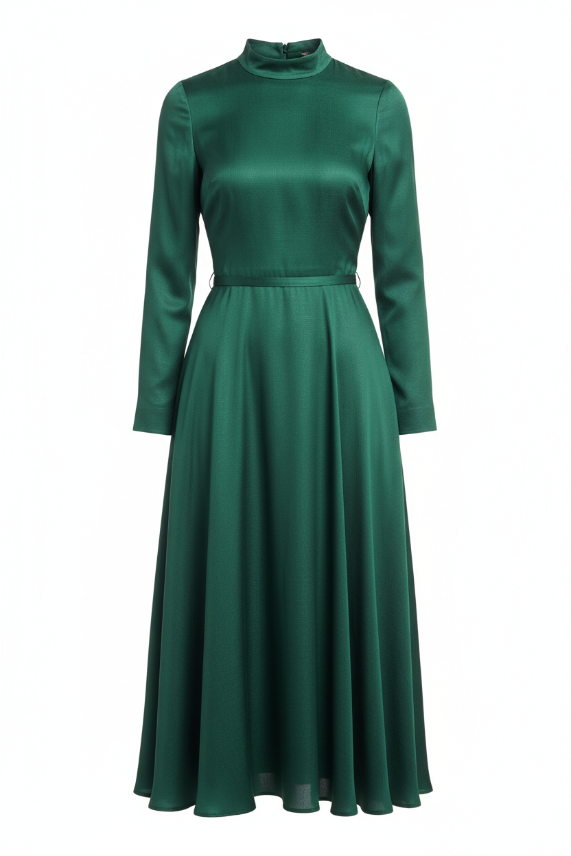 Emerald Green Midi Dress - Front