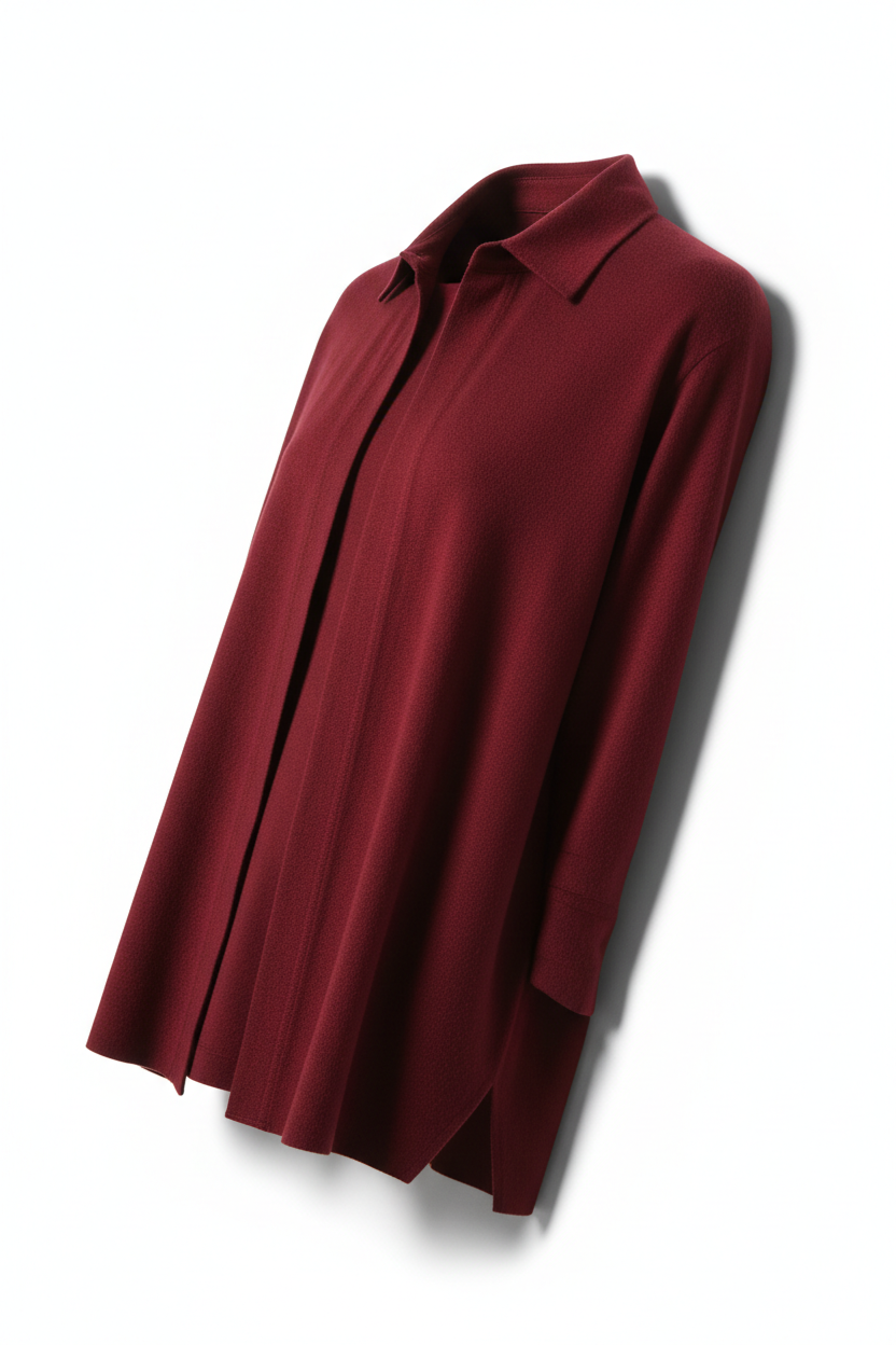 Casual Shirt in Deep Wine Red - 45 Degree Angle