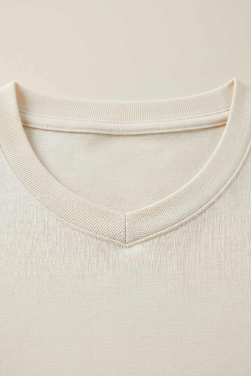 Oversized T-Shirt in Ivory White - Neckline Detail