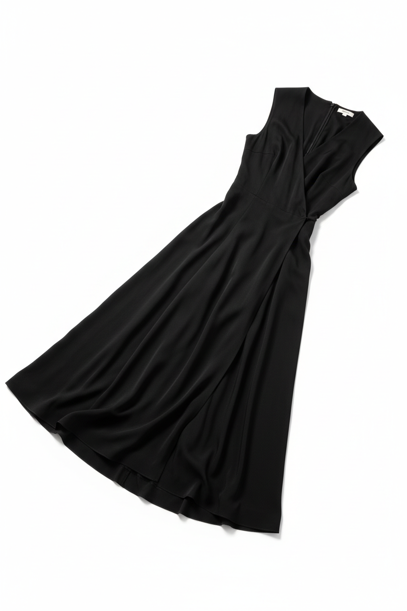 Wrap Dress in Classic Black - 45 Degree Angle