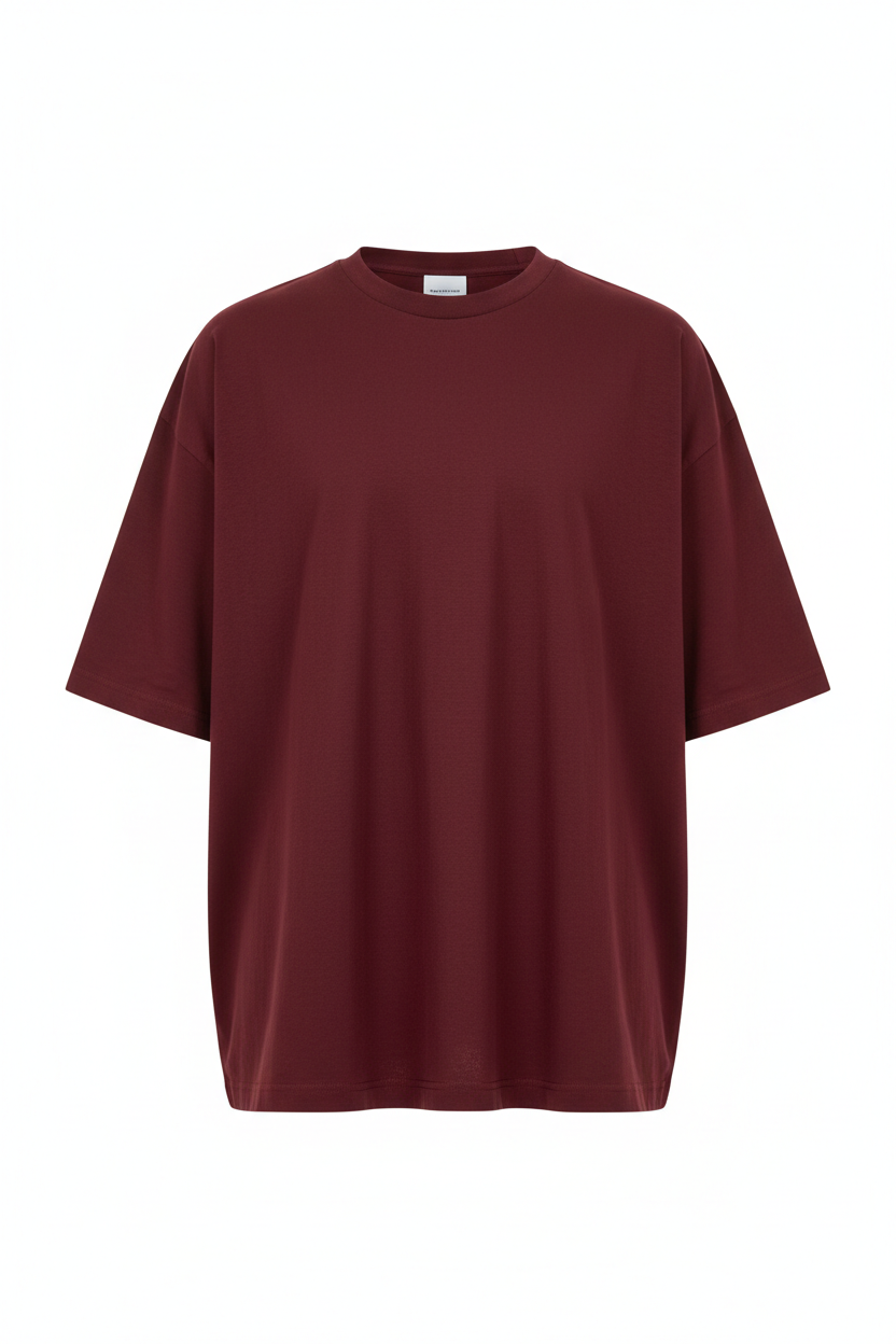 Oversized T-Shirt in Deep Wine Red - Front View