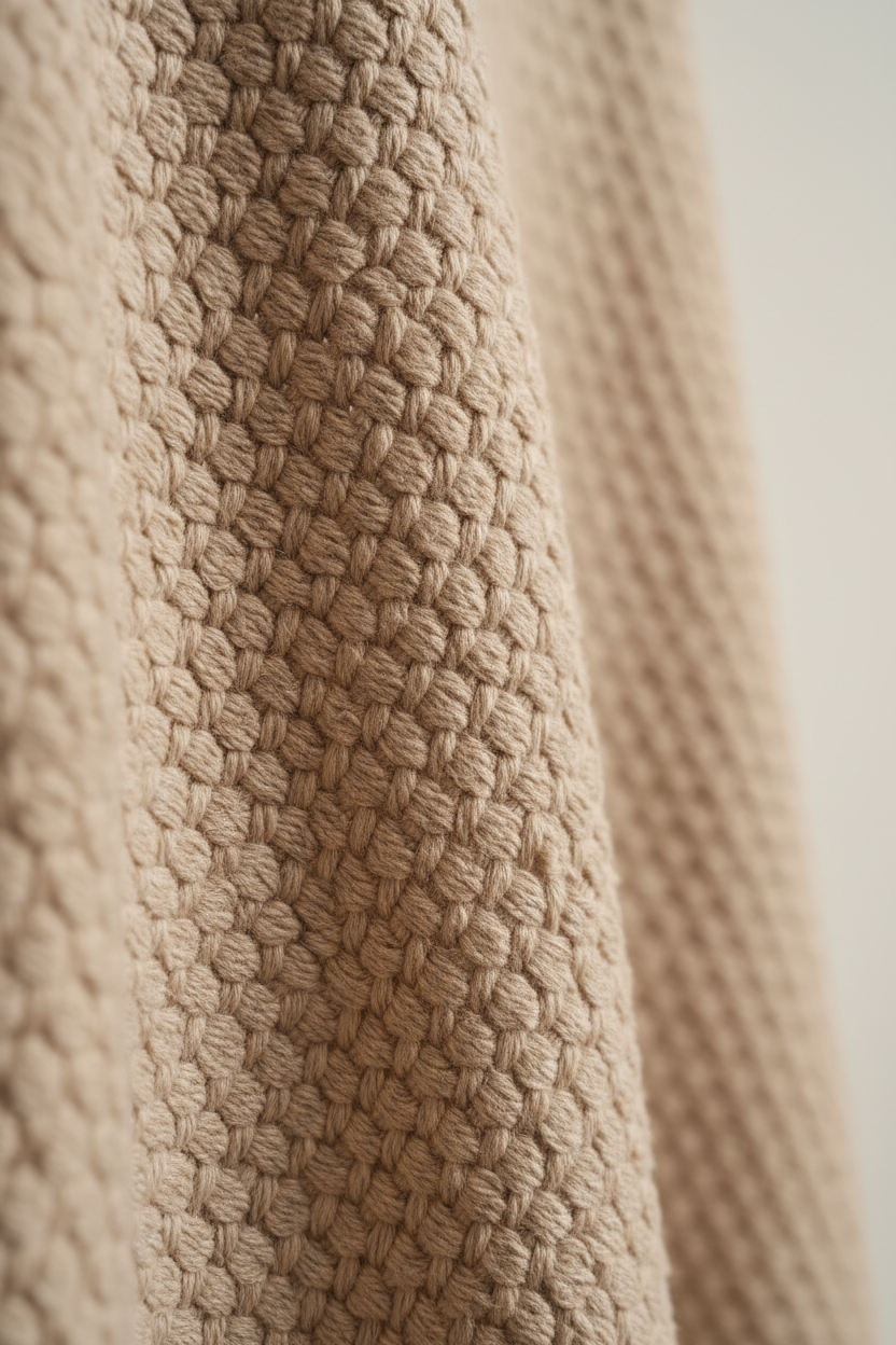 Midi Dress in Soft Beige - Fabric Detail