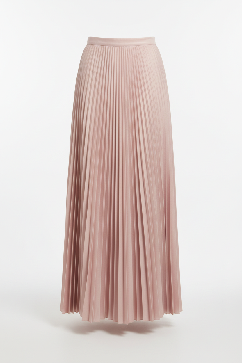 Pleated Skirt in Blush Pink - Front View