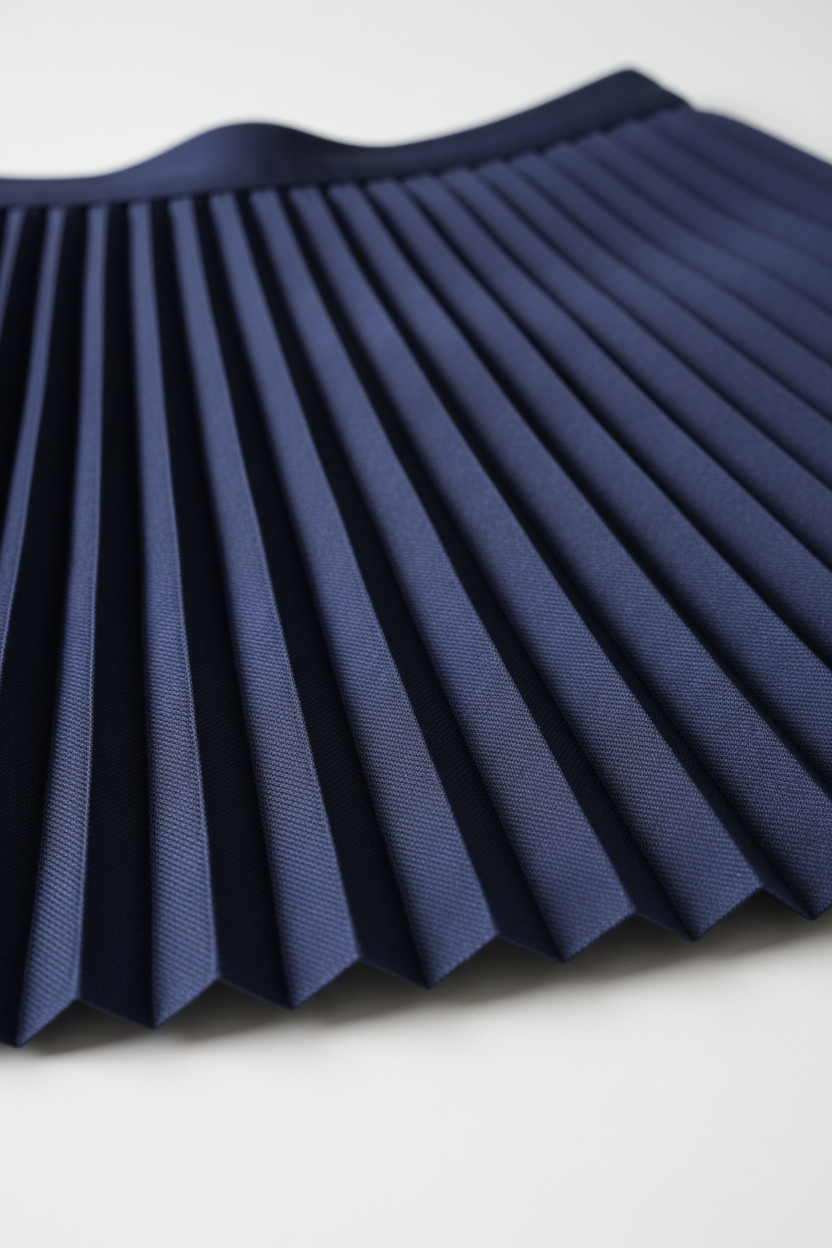 Pleated Skirt in Midnight Blue - Pleat Detail