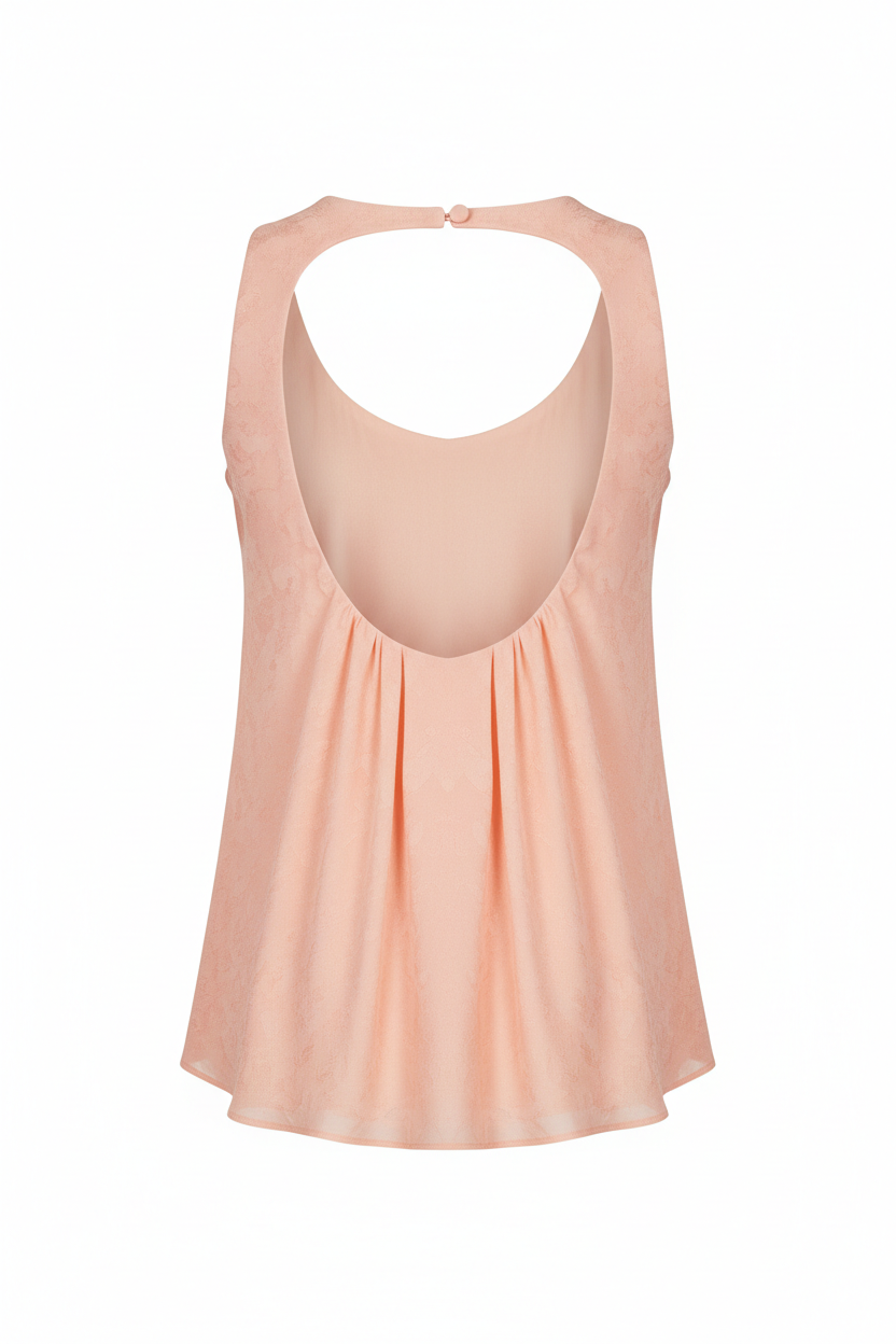 Sleeveless Top in Soft Peach - Back View