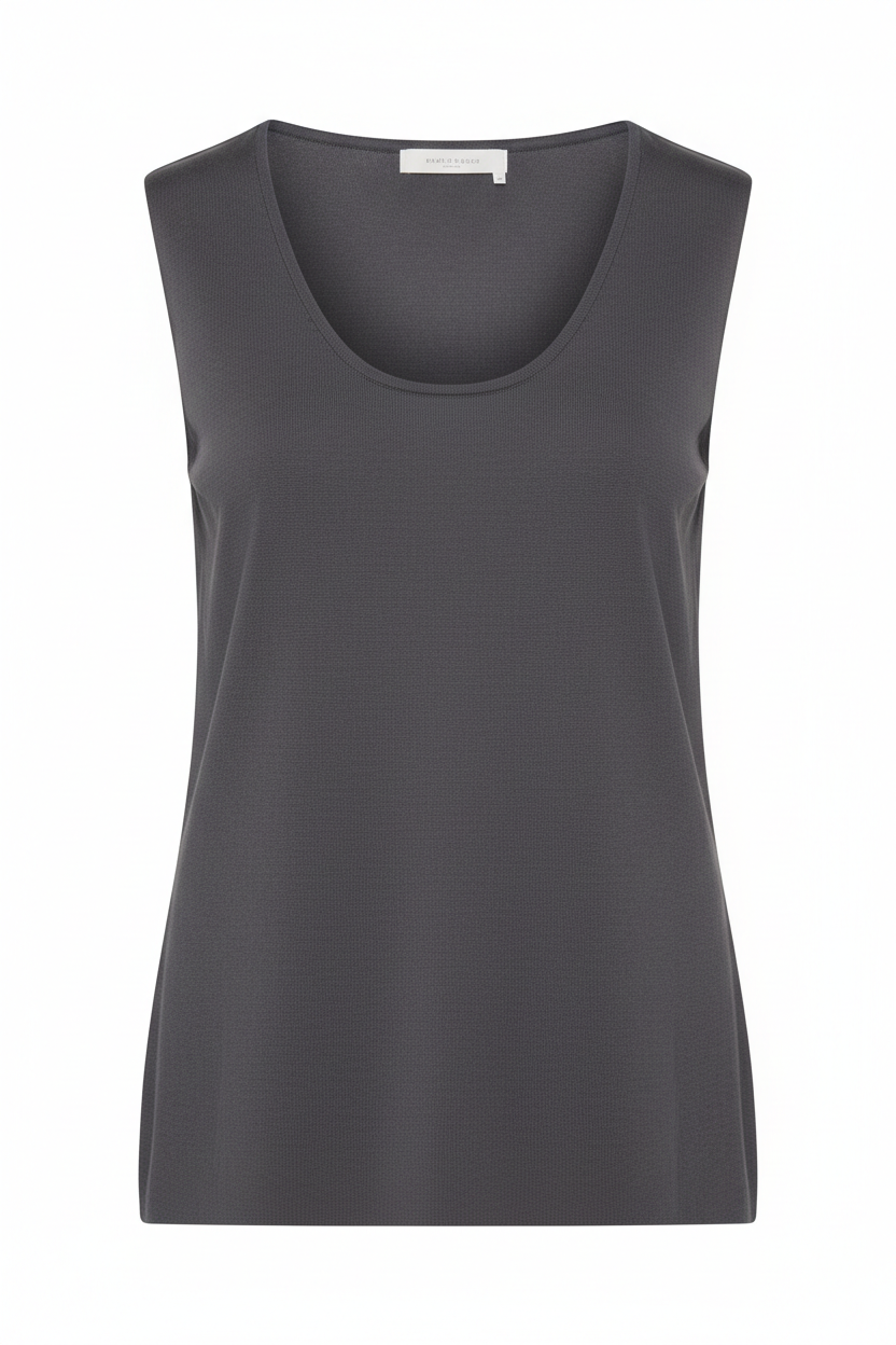 Sleeveless Top in Charcoal - Front View