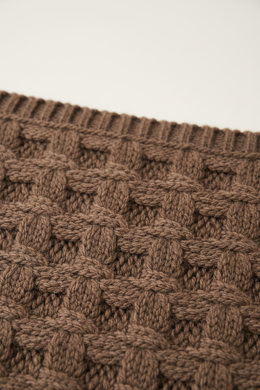 Knit Sweater in Mocha Brown - Knit Detail