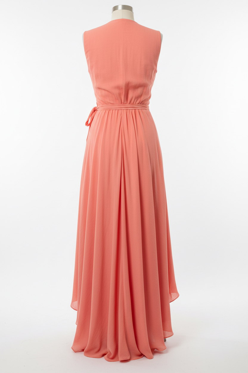 Wrap Dress in Soft Coral - Back View