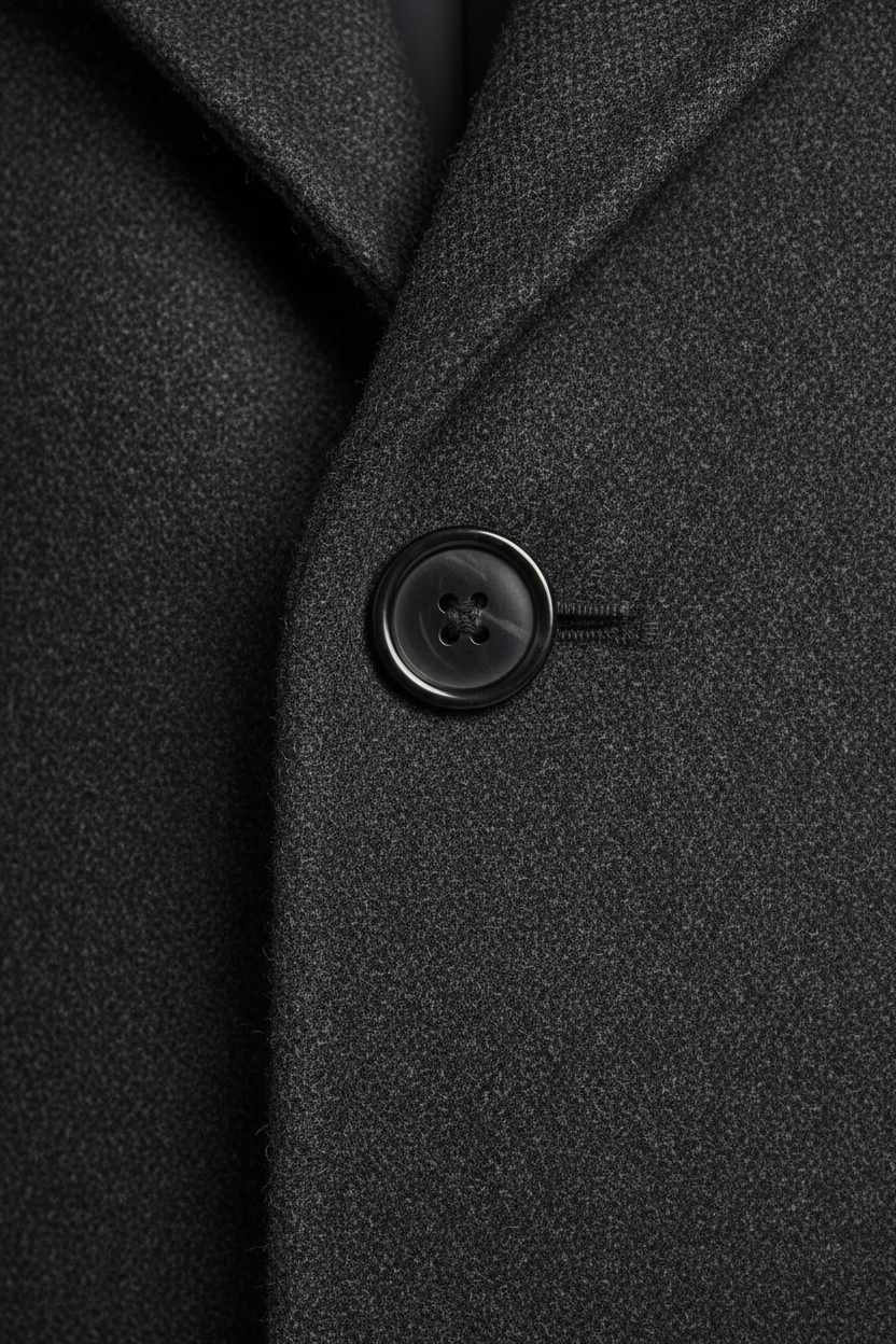 Long Coat in Dark Gray - Fabric Detail