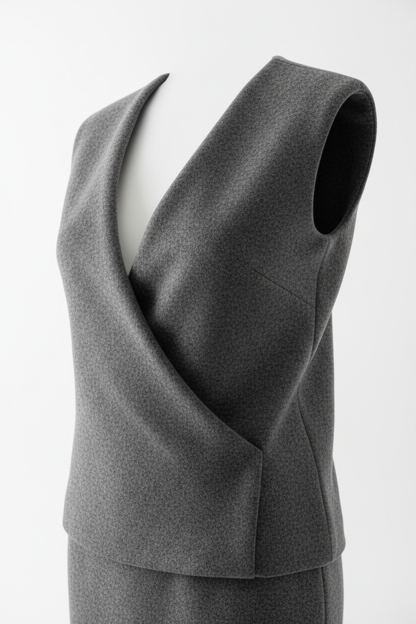 Sleeveless Top in Charcoal - 45 Degree Angle