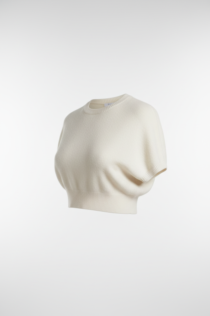 Crop Top in Soft White - 45 Degree Angle