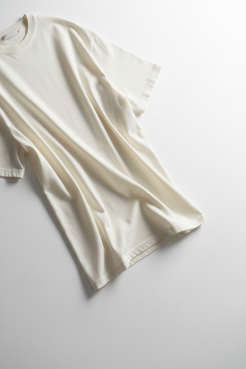 Oversized T-Shirt in Ivory White - 45 Degree Drape