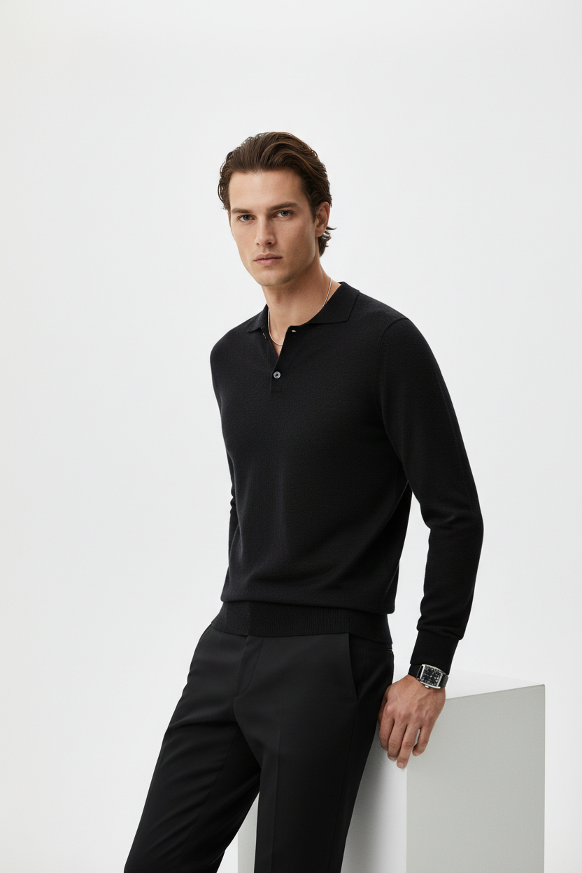 Casual Shirt in Charcoal Black - Model Wearing