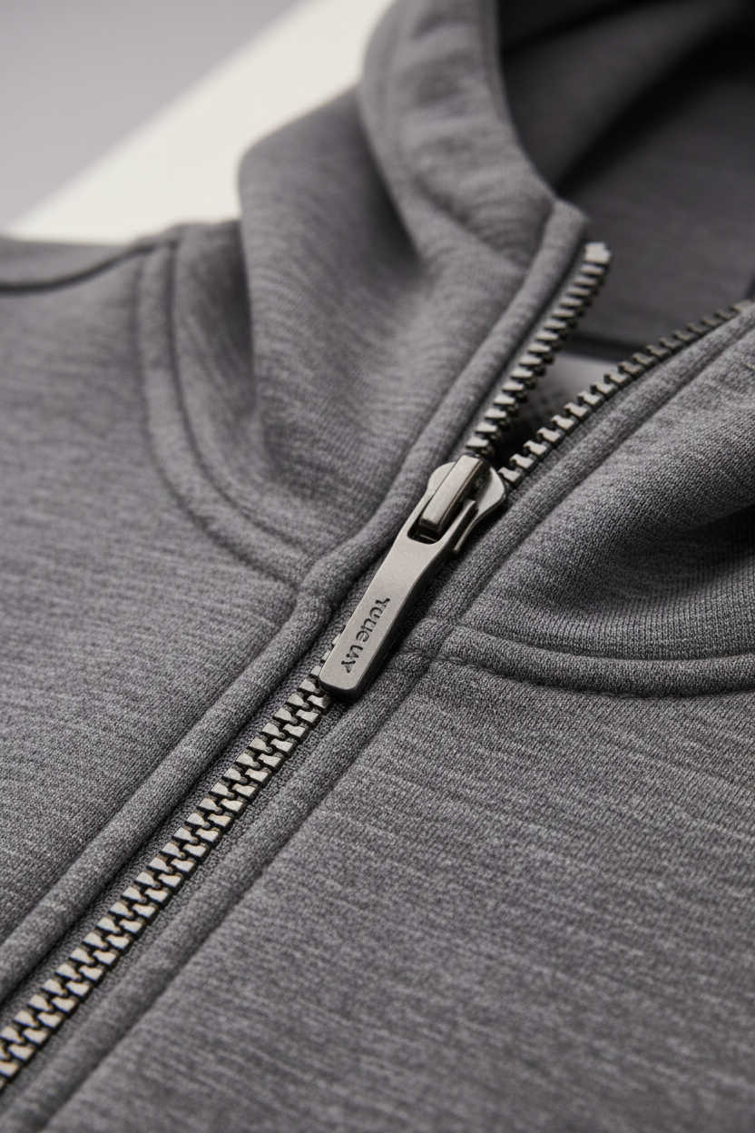 Hooded Jacket in Stone Gray - Fabric Detail