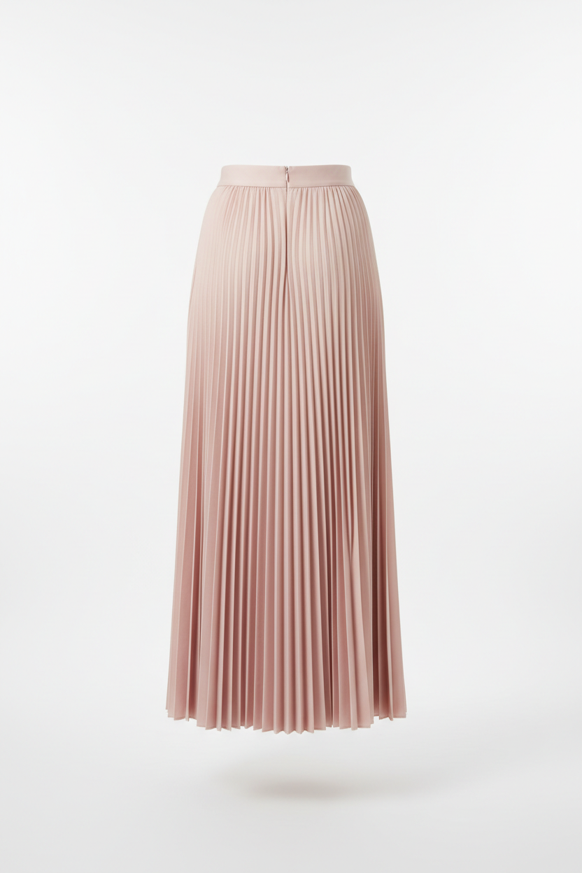 Pleated Skirt in Blush Pink - Back View