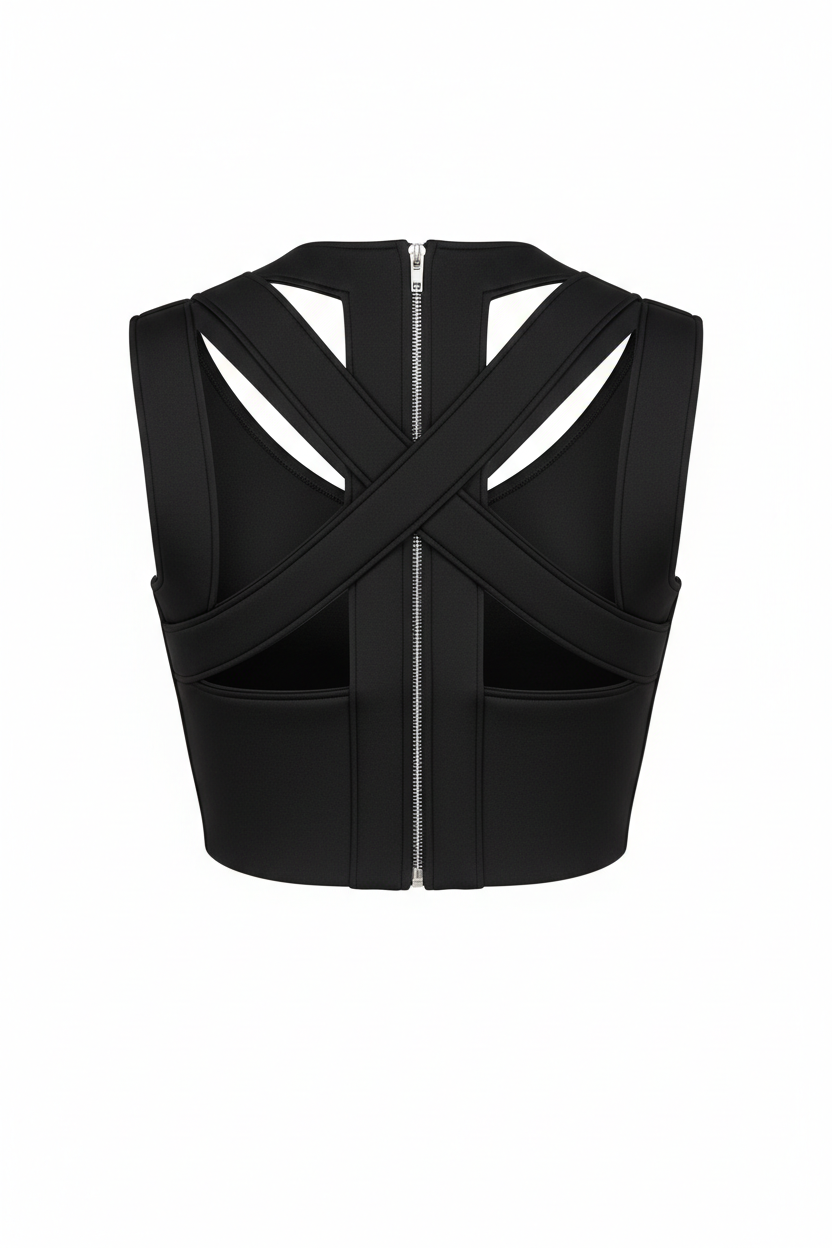 Crop Top in Jet Black - Back View