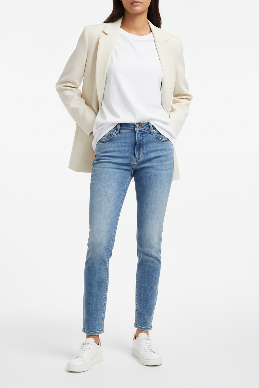 Slim-Fit Jeans in Light Blue Wash - Model Wearing