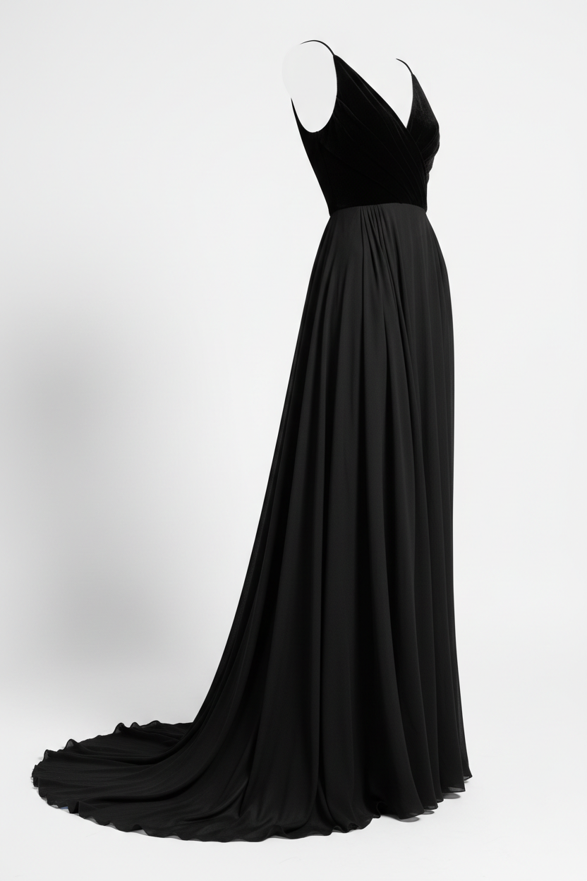 Evening Dress in Classic Black - 45 Degree Angle