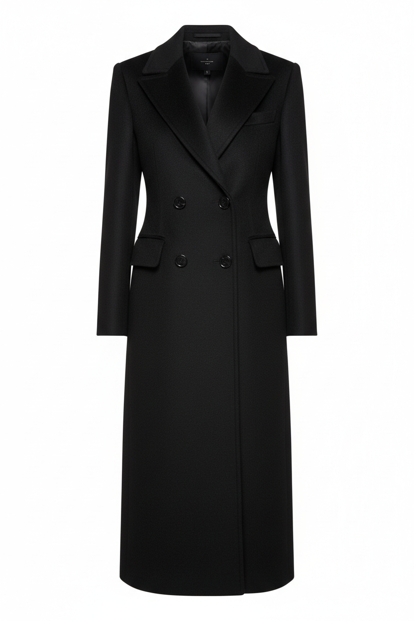 Long Coat in Black - Front View