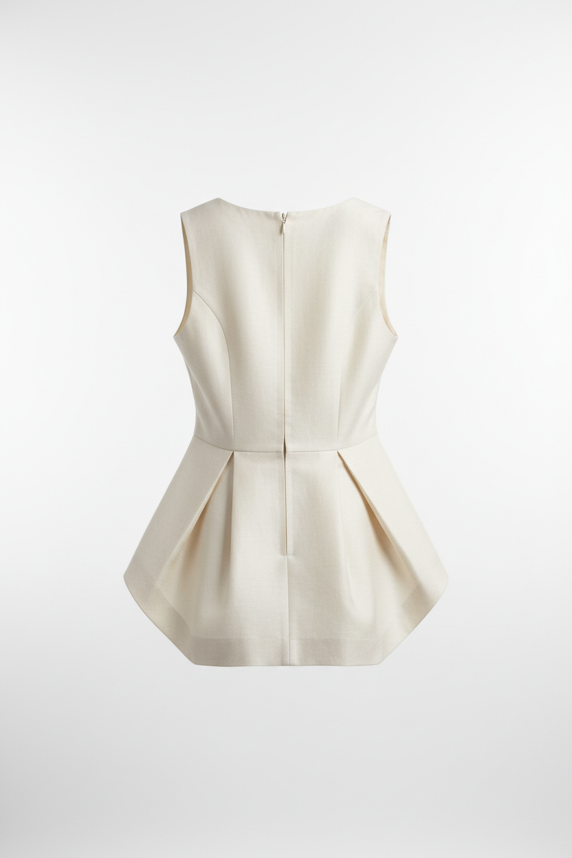 Sleeveless Top in Ivory - Back View