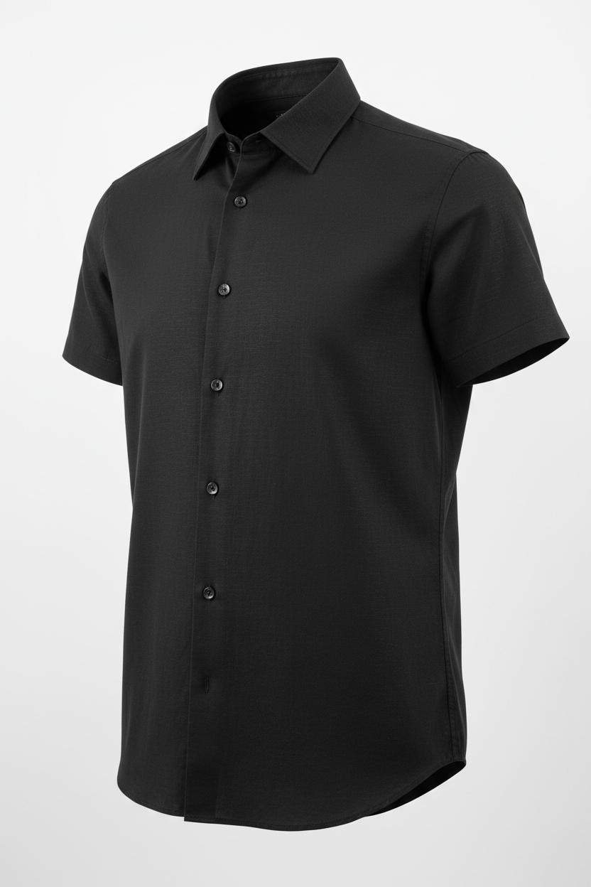 Casual Shirt in Charcoal Black - 45 Degree Angle