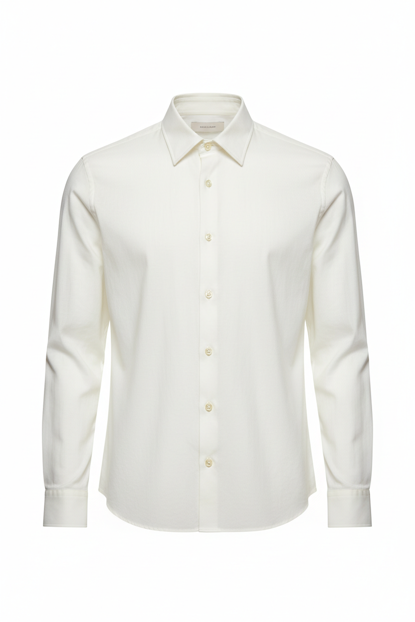Casual Shirt in Ivory White - Front View