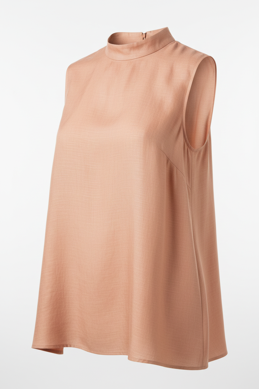 Sleeveless Top in Soft Peach - 45 Degree Angle