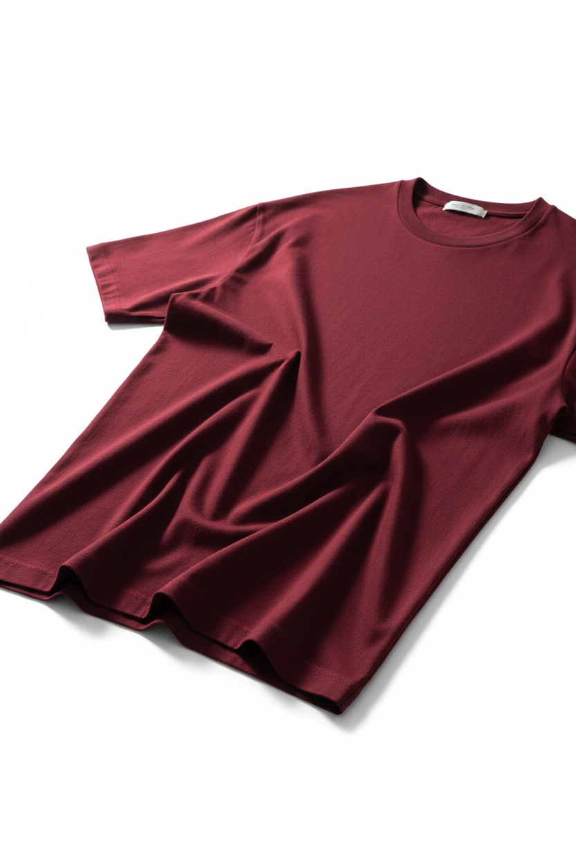 Oversized T-Shirt in Deep Wine Red - 45 Degree Drape