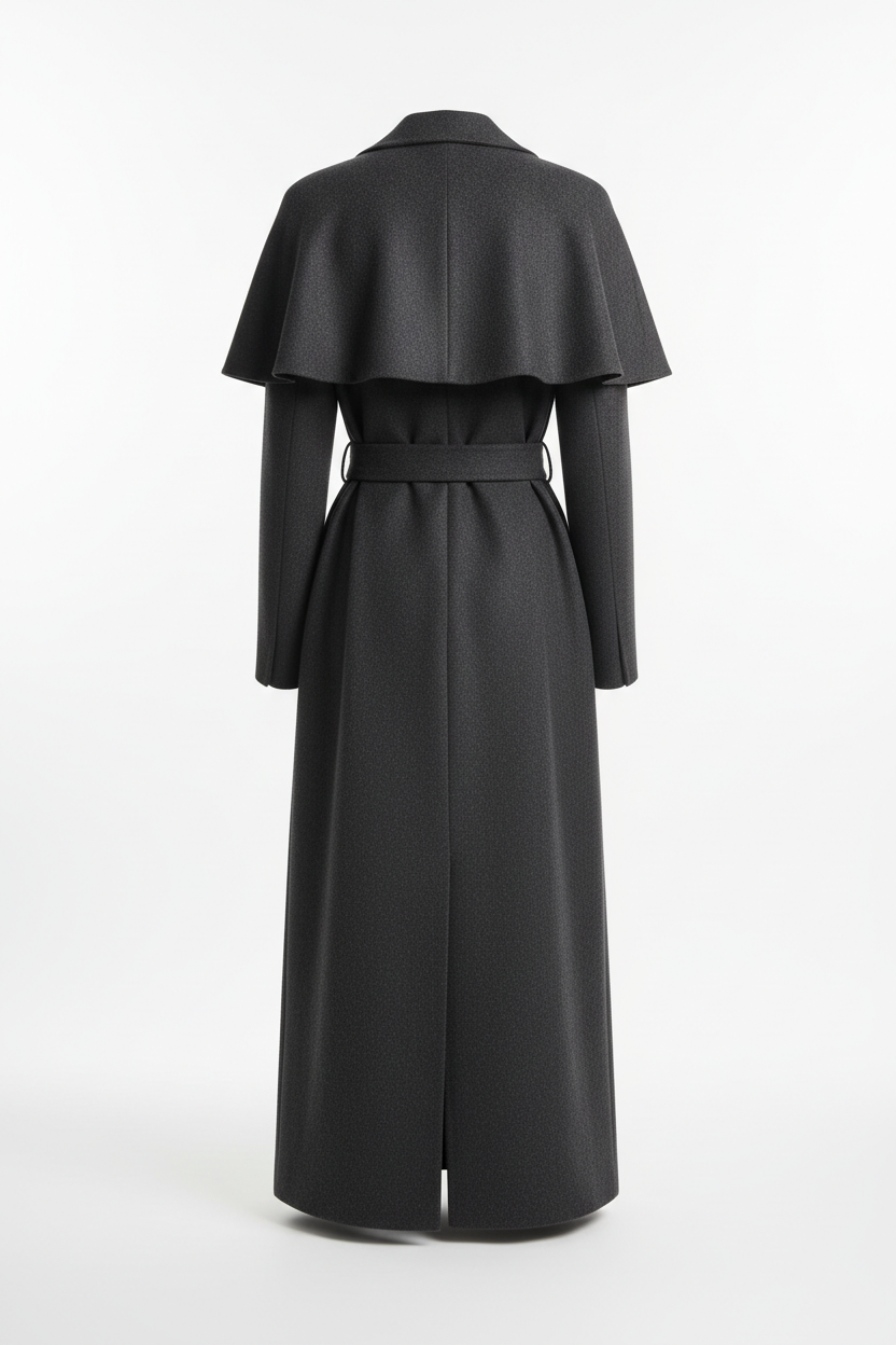 Long Coat in Dark Gray - Back View