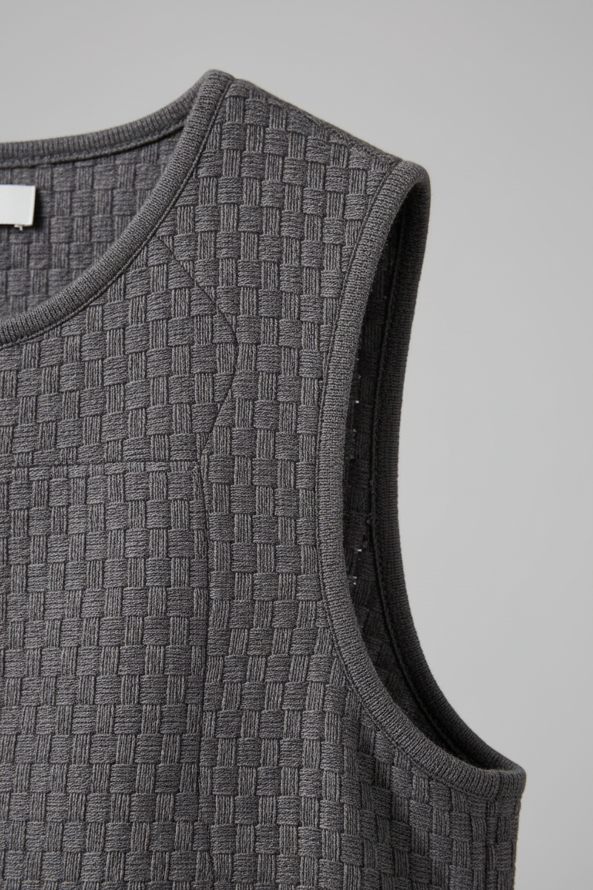 Sleeveless Top in Charcoal - Fabric Detail
