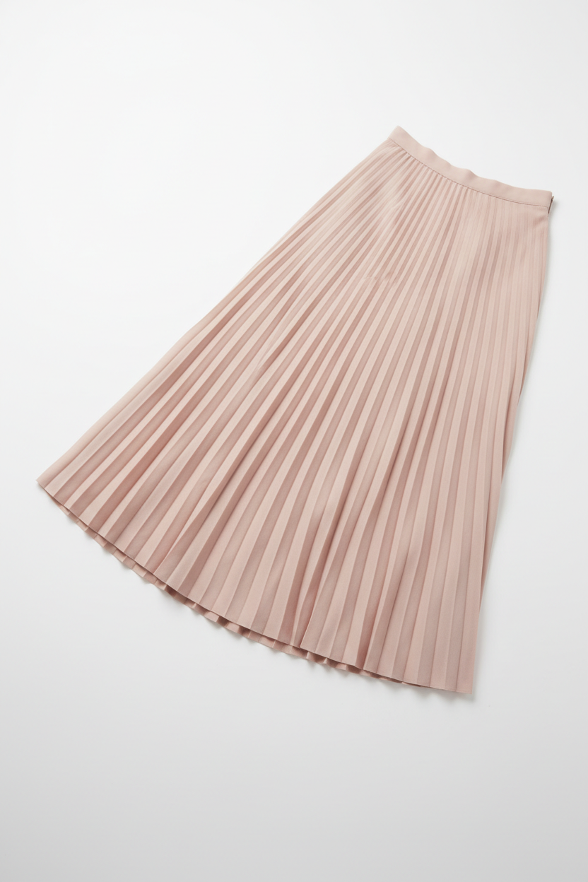 Pleated Skirt in Blush Pink - 45 Degree Angle