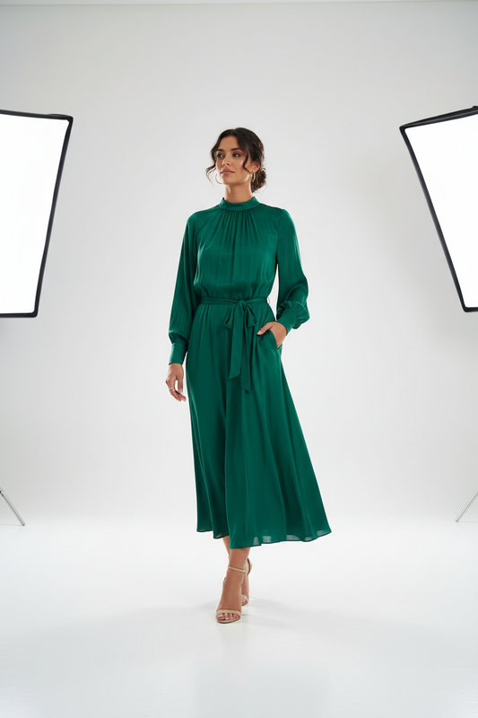 Midi Dress in Dusty Rose - Front View