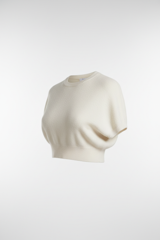 Crop Top in Soft White - 45 Degree Angle