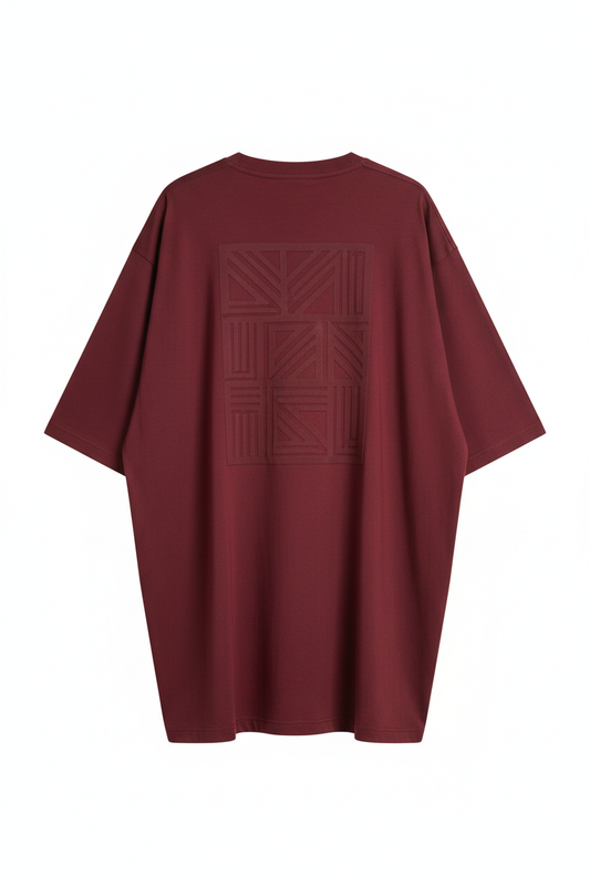 Oversized T-Shirt in Deep Wine Red - Back View