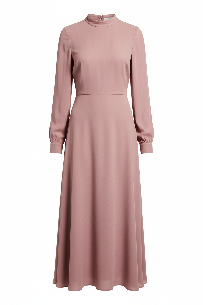 Midi Dress in Dusty Rose - Front View