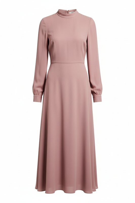 Midi Dress in Dusty Rose - Front View